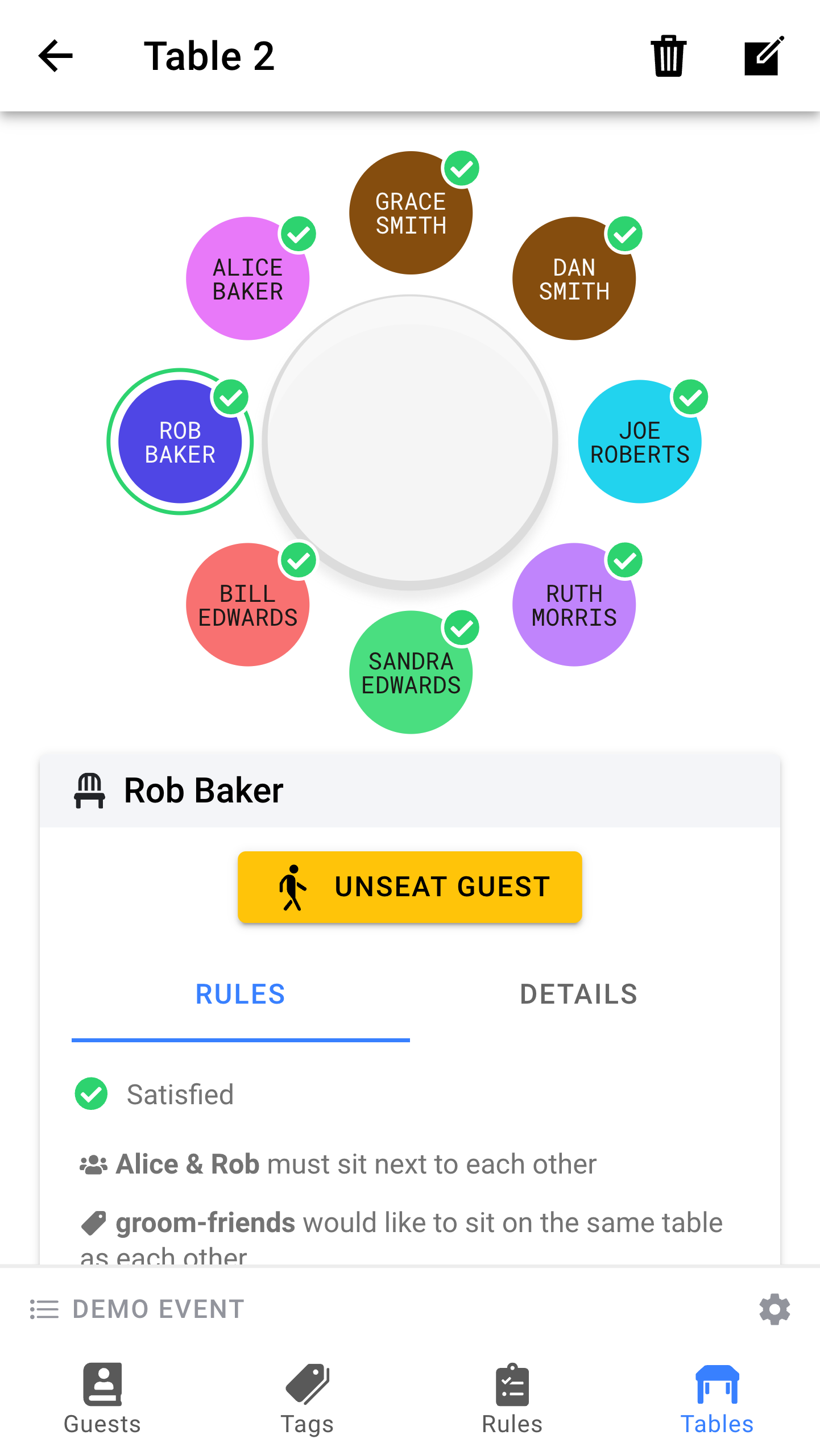 Seating (Circular Table)