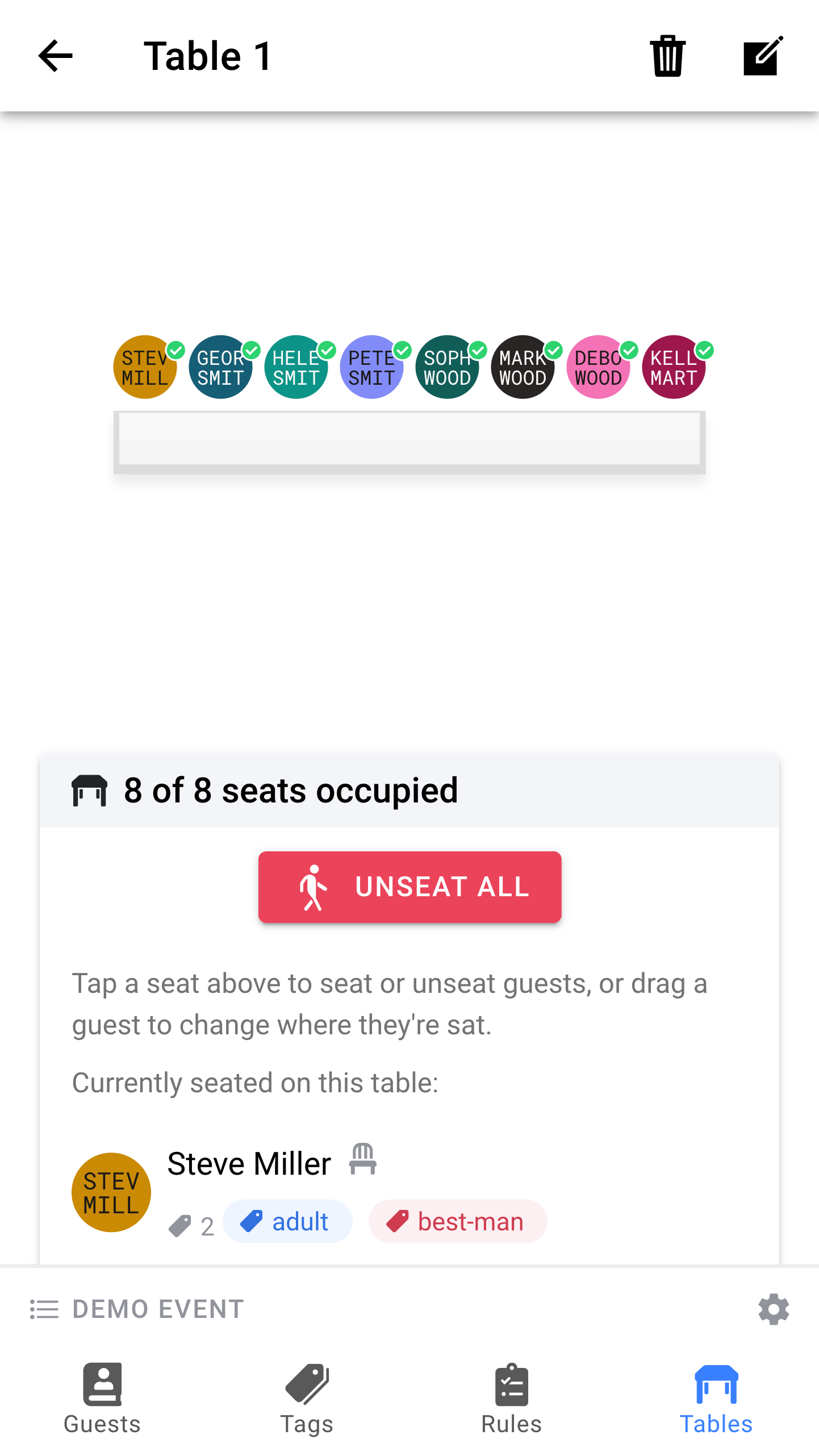 Seating (Rectangular Table)